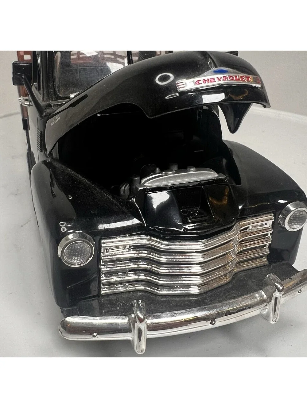 RARE 1953 Chevy 3100 Die Cast Pickup Black 1/24 Scale - Hood And Doors Open